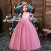 3-12 Years Kids Girls Gowns Dresses Sleeveless Bow Dress Mesh Skirt