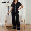 Women's Pajamas Spring and Summer Short-sleeved Cardigan Trousers Suit Homewear