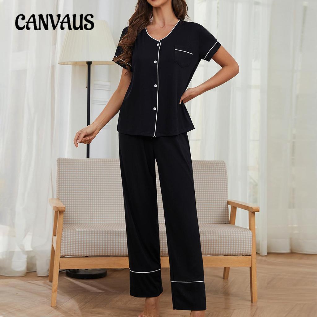Women's Pajamas Spring and Summer Short-sleeved Cardigan Trousers Suit Homewear