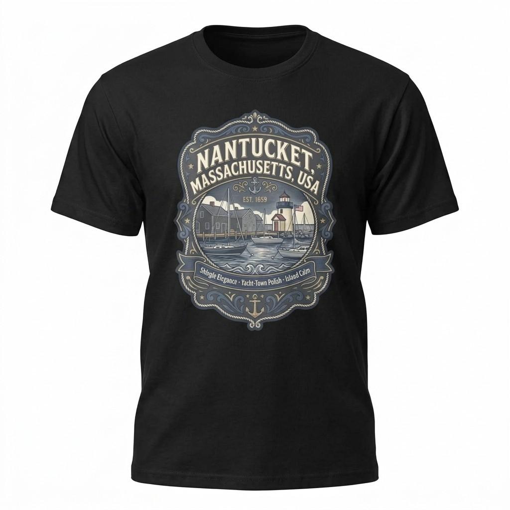 Nantucket Massachusetts Island Graphic T-Shirt Unisex Travel Tee
