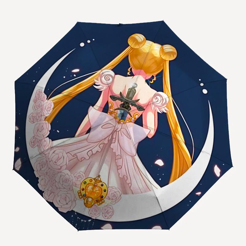Автоматический милый зонт Sailormoon - Складной, с 8 металлическими спицами, Портативный для улицы, Подарок, Уличный зонт, Игривый аксессуар, Прочный Высокий