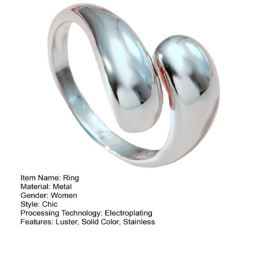 Женское кольцо, открытая регулируемая форма капли воды, гальваническое покрытие из нержавеющей стали, подарок на день рождения, сплошной цвет, поездка на работу