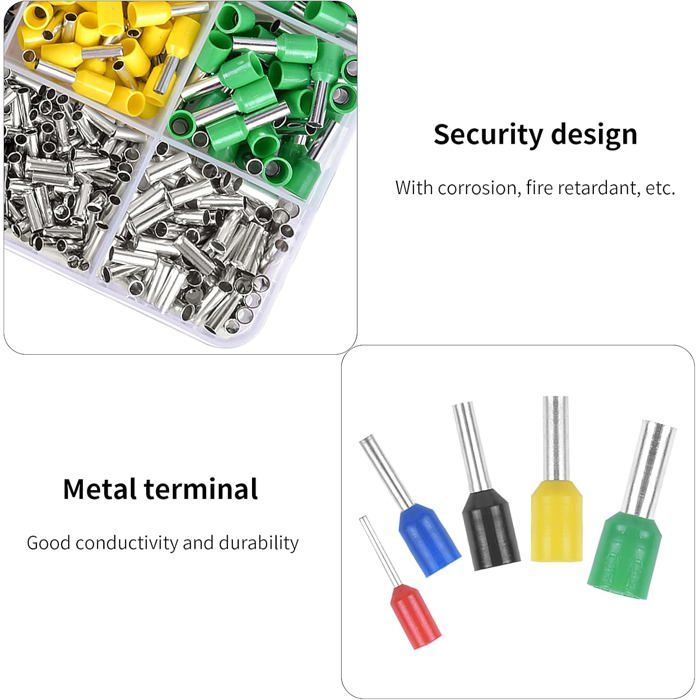 Kits d'embouts de câbles - AIMOONSA - 1640 pièces - Pré‑isolés & non isolés - 0,5–4,0 mm² - Multicolore