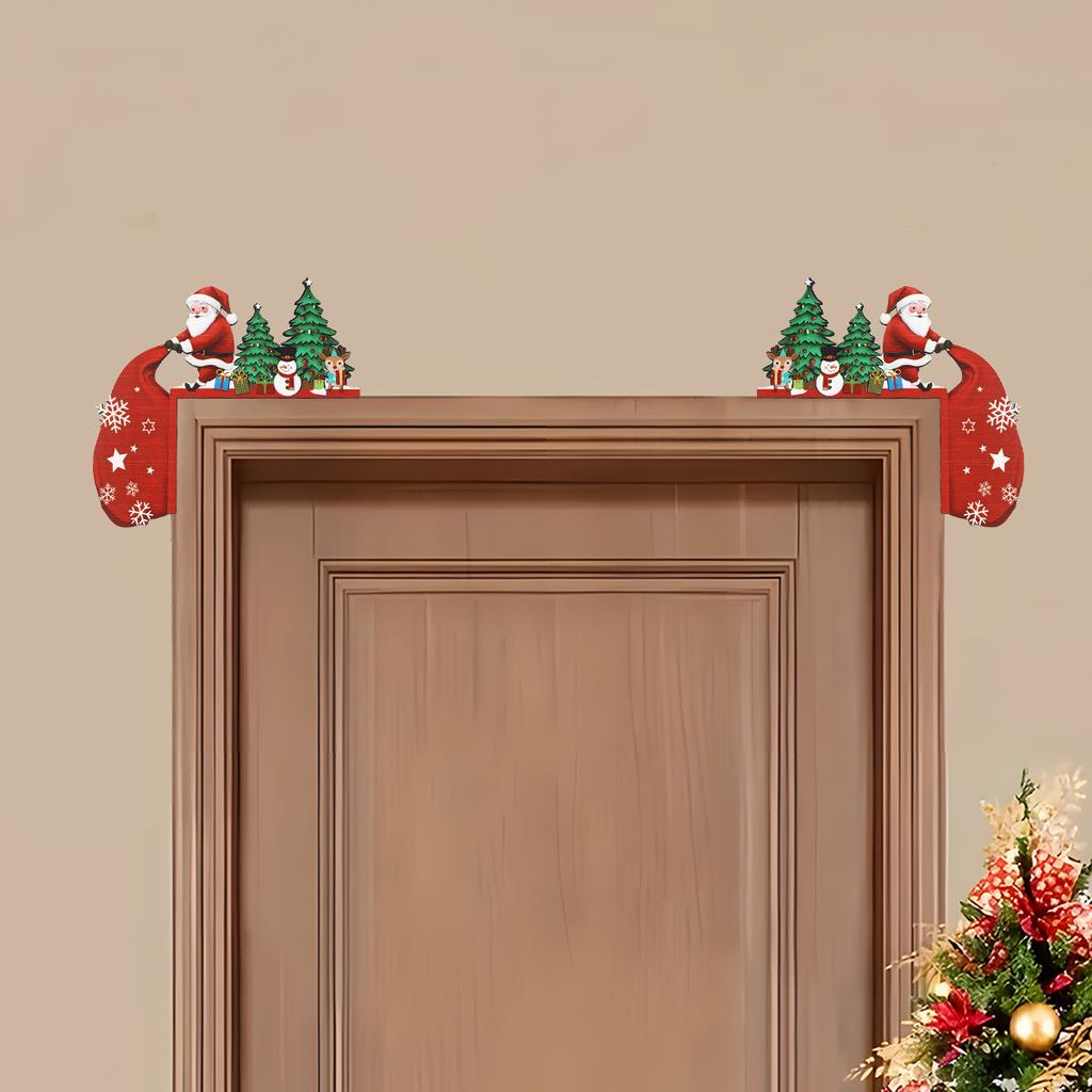 Christmas Santa Claus Wooden Door Frame Decoration Merry Christmas Decor for Home 2025 Navidad Xmas Tree Ornament New Year 2026