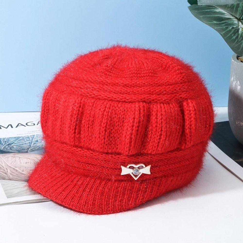 Вязаная шерстяная шапка, однотонная вязаная шапка, женская мода, зимний головной убор для пожилых людей