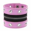 European & American Rivet Chain Punk Leather Bracelet with Zipper & Breathable Round Hole Design