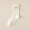 5 Pairs of Thin Solid-color Sweet Bow Mid Calf Socks for Girls In Summer