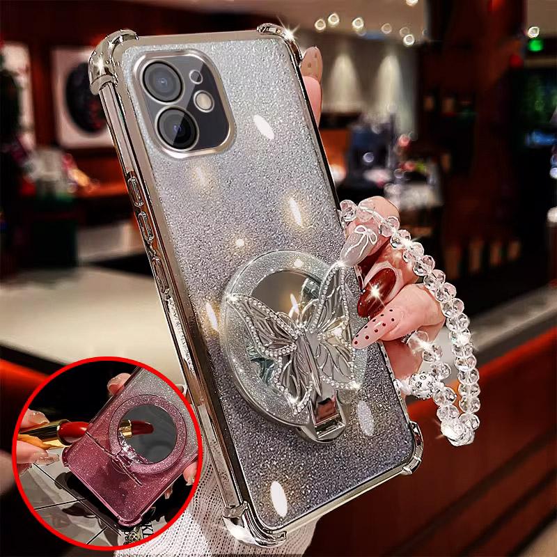 Зеркальный чехол-подставка-бабочка для телефона-браслета для Honor 400 Lite 200 300 100 90 80 70 50 Honor400 Lite Pro Противоударный чехол