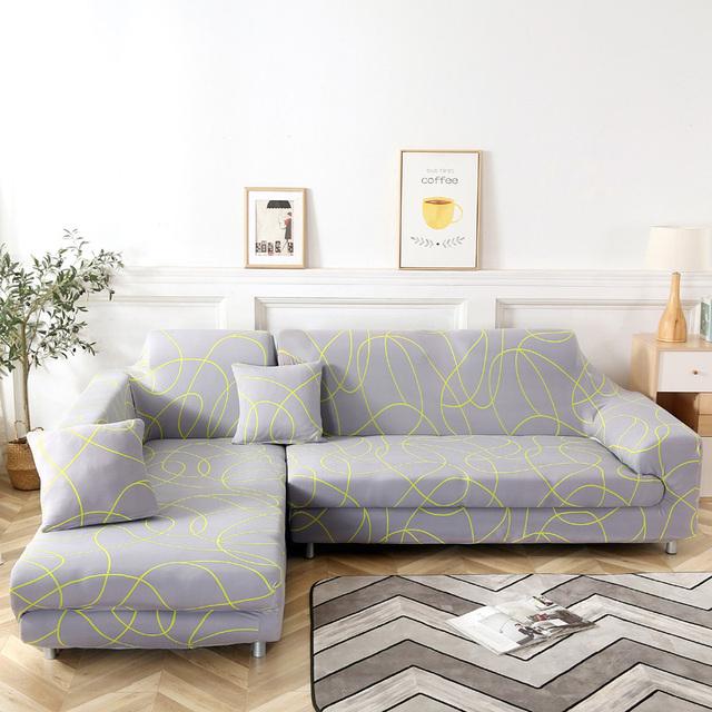 Geometric Corner Sofa Covers For Living Room Elastic Spandex Slipcovers Couch Cover Stretch Sofa Towel L Shape Need Buy 2pieces