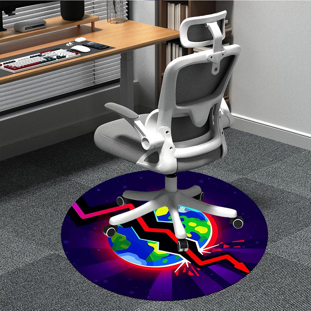 1pc Earth Office Round Rug, Non-slip, Soft and Durable Office Rug for Interior Decoration, Perfect for Office,Decoration yy260204055