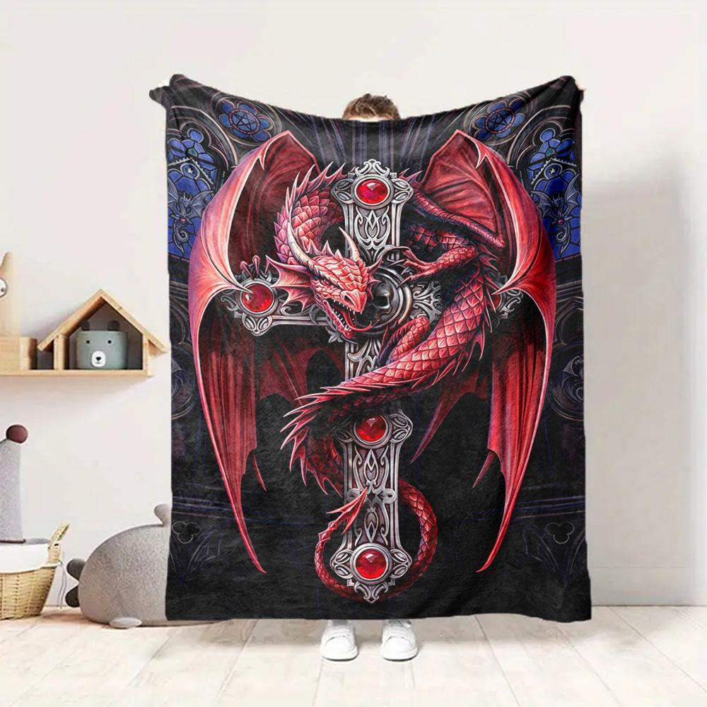 Dragon Art Flannel Blanket Throw Blanket Soft Warm Sofa Bed Camping Home Decor Unique Christmas Gift Cs9221