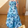 Women's New Spring and Summer Dresses One-shoulder Floral Fashion Strapless Long