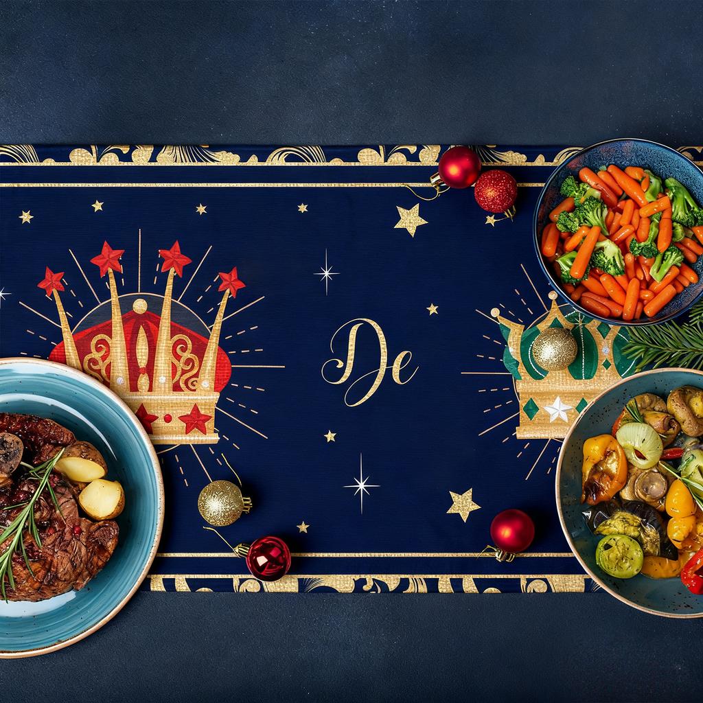 Generic Three Kings Day Decorations Nativity Table Runner Star Epiphany Night Banner 13X48 Inch Christian Gifts Christmas Flag F