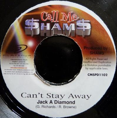 7-дюймовая пластинка JACK-A-DIAMOND - Can't Stay Away CMSPD1102 Позвони мне $ham$ Ямайское регги, ска и даб Б/У