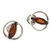 Les Trésors De Lily [P3319] - Cognac Amber 'Inspiration' Silver Earrings (rhodium-plated)