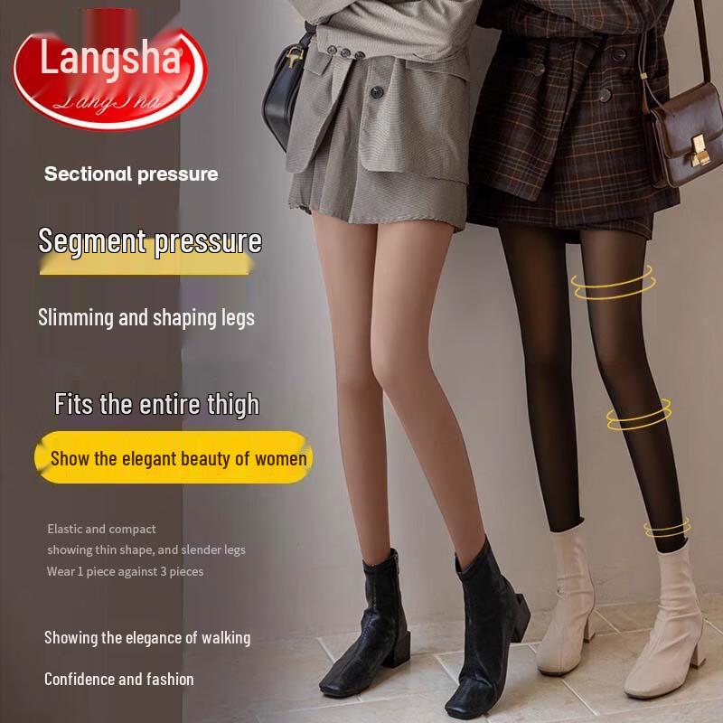 Женские прозрачные термоколготки с флисовым подкладом Langsha