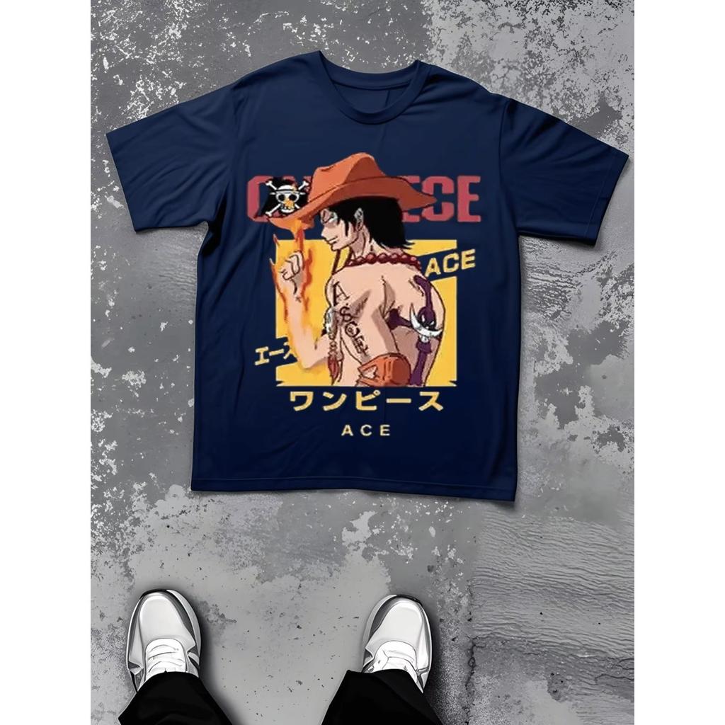 One Piece Луффи Тренд Взрыв Y2k Топы Летняя Футболка с Принтом Мужчины Женщины Хлопок Женская Футболка Аниме Принт Уличная Одежда Повседневная