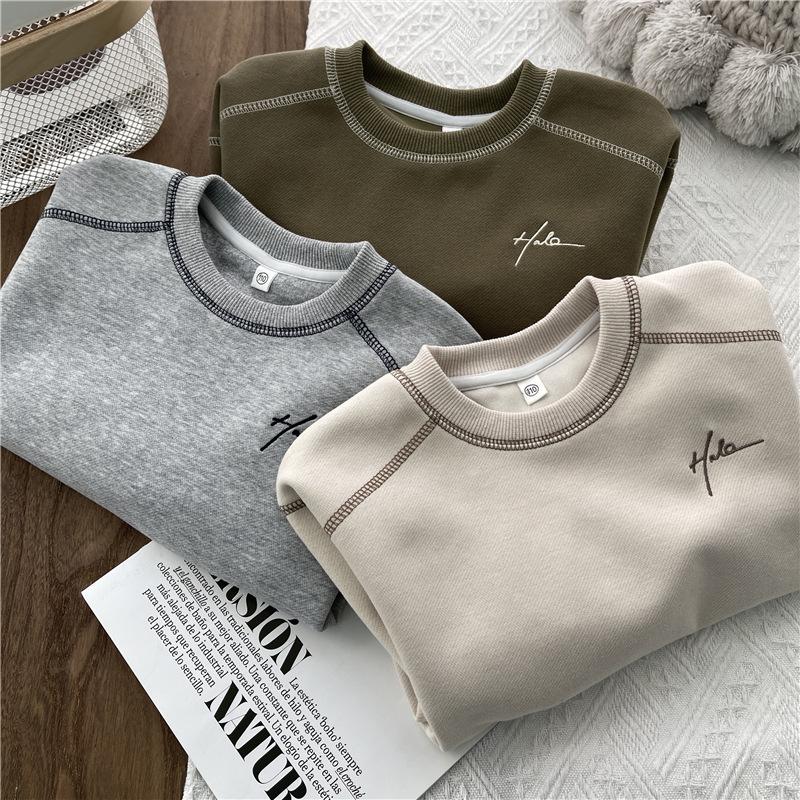 Spring Solid Sweatshirt Autumn Fashion Loose Casual Pullover Kids Long Sleeve Cotton Tracksuits Children Clothing 2-8 Years