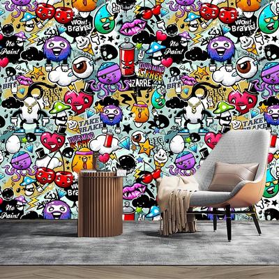 Мультфильм Граффити Узор 3D Обои Гостиная Спальня Ванная Комната Обои 3D Домашний Декор