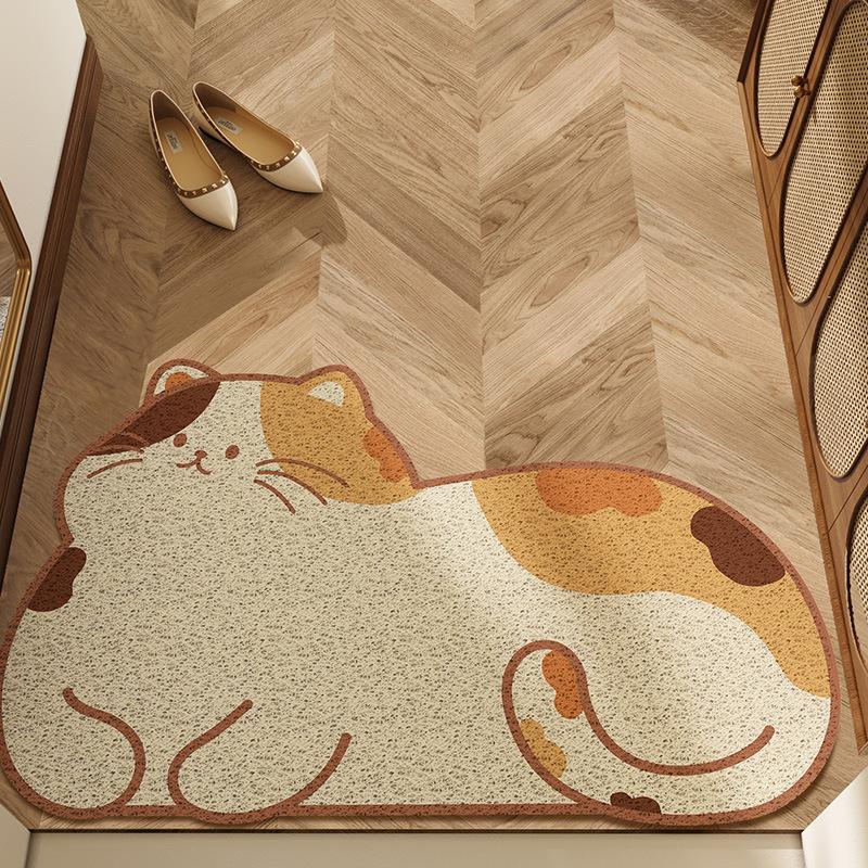 Anti-slip Animal Pattern Bathroom Rugs Microfiber Large Folding Stone Diatomite Bath Mat