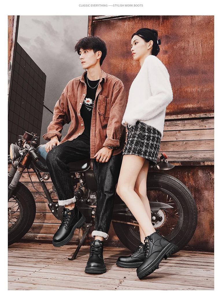 Мужские ботинки Мартин до середины икры из натуральной кожи - Британский стиль, Модная повседневная рабочая одежда, Теплая осенне-зимняя мода.