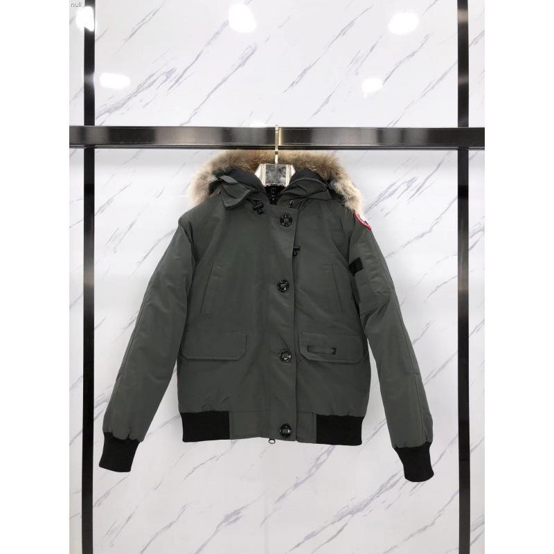 Canadian women's down jacket big fur collar winter warm tooling bomber jacket