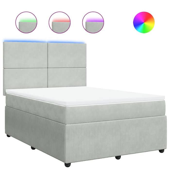 Maison Exclusive - Sommier à lattes de lit et matelas Gris clair 140x200cm Velours