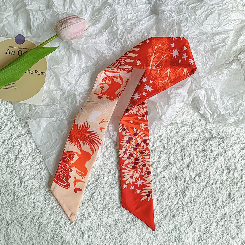 New Luxury Brand Model Small Silk Scarf for Women Hair Band Bag Handle Handbag Ribbon Scarf Neck Scarves Neckerchief