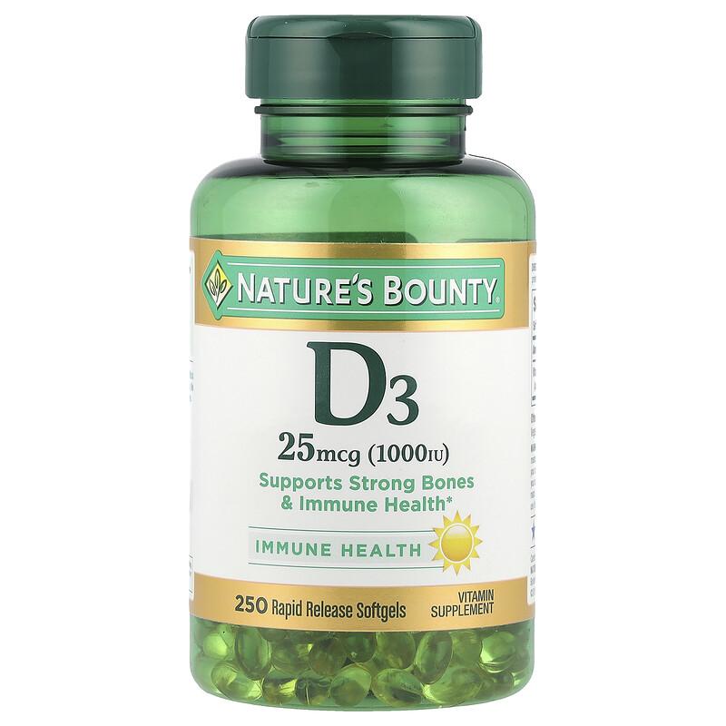 Vitamin D3, 25 mcg (1,000 IU), 250 Rapid Release Softgels