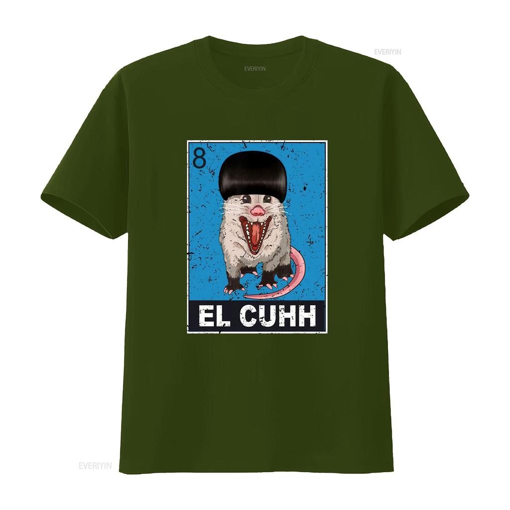 Opossum El Cuhh Takuache Cuh Funny Possum Meme Vintage Unisexs T Shirt Cotton Top vintage Washed Slightly graphic
