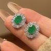 Huayue Jewelry Set S Silver Needle Earrings Necklace Simulation Paraiba Emerald Female