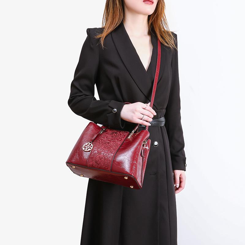 New Chinese-style original jacquard red handbag, wedding bag, Chinese-style elegant large-capacity handbag for middle-aged women and mothers