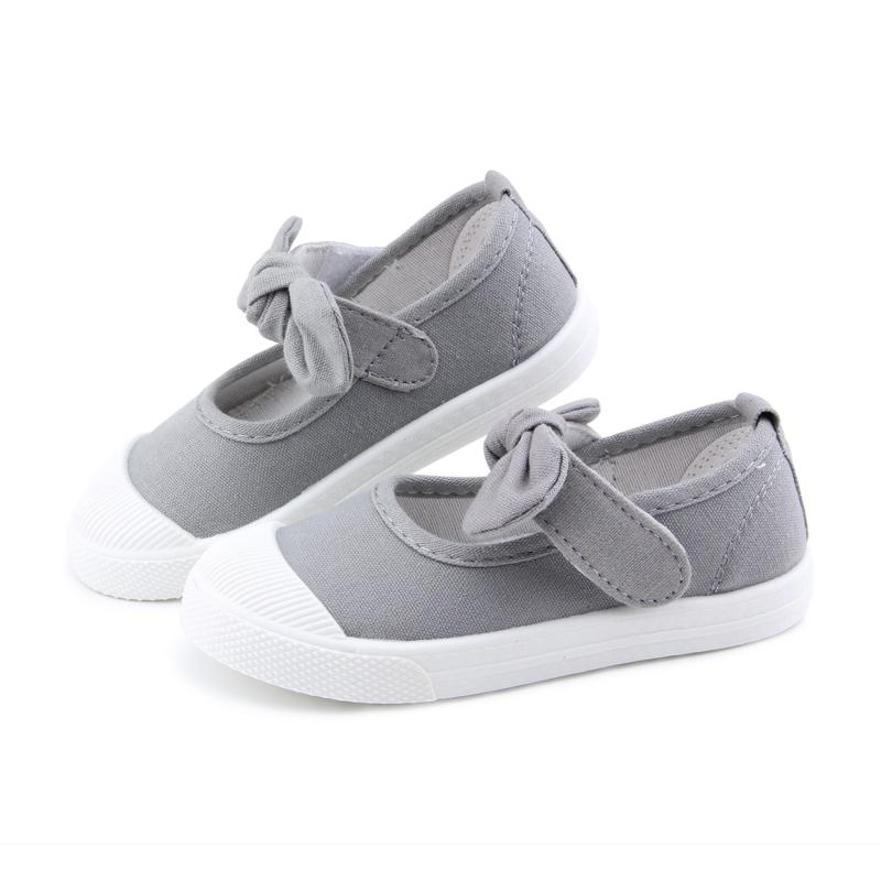 Обувь для девочек, повседневная детская обувь из парусины с бантом, однотонные кроссовки для девочек, мягкая детская обувь 21-30, классика