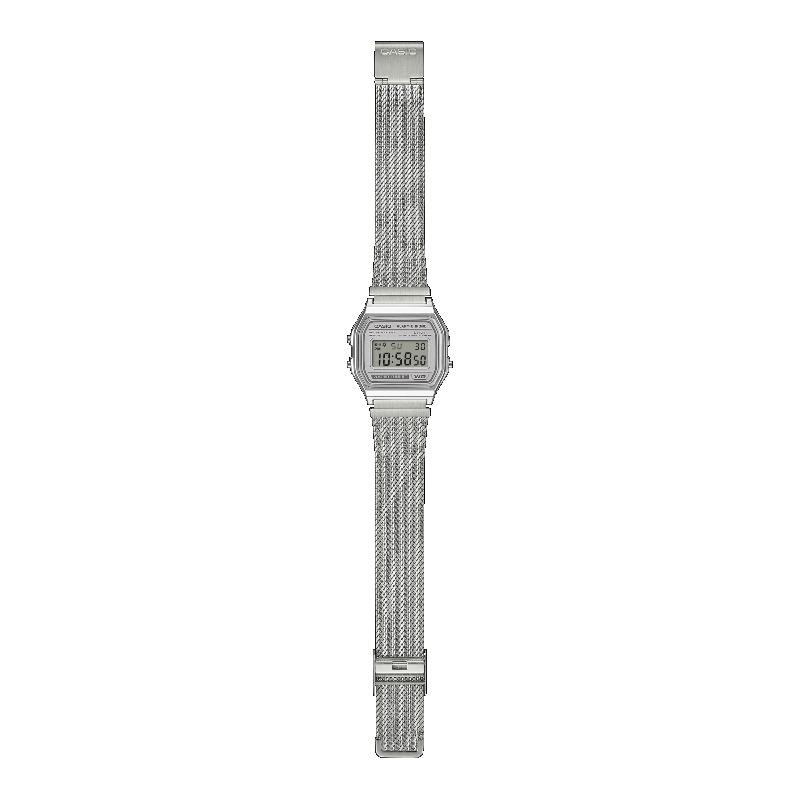 Casio Мужские водонепроницаемые аналоговые кварцевые часы с будильником из нержавеющей стали A158WEM-7