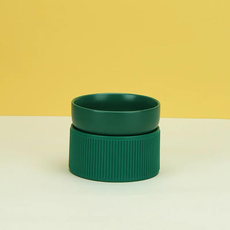 Cat Ceramic Food Water Bowl with Stand Small Dogs Elevated Drinking Eating Feeding Bowls Pet Anti-overturning Feeders