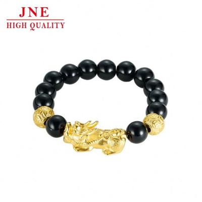 Alluvial Gold Pixiu Bracelet Lucky Beads Agate Obsidian Gold Store Same Live Broadcast Jewelry Supply
