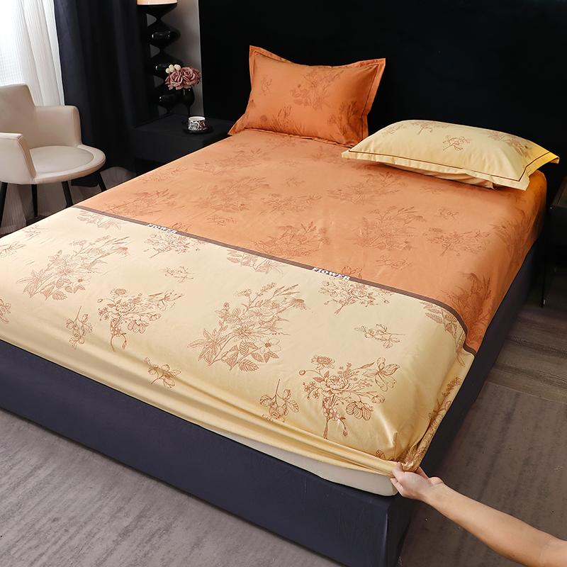 Pure Cotton Fitted Bed Sheets Geometric Bedsheet Non-slip Bed Cover Skin-friendly Bed Linen Couvre Lit (Pillowcase Need Order)