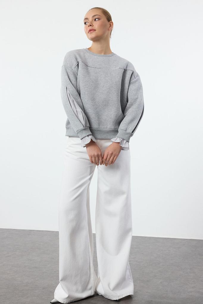 Женская модная стильная толстовка темно-синего цвета, детальная, непринужденная, удобная посадка, вязаная толстая флисовая толстовка с внутренней стороны