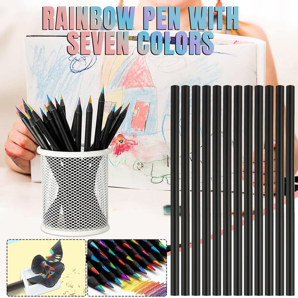 Семь цветных карандашей, один многоцветный градиентный цвет, разноцветные детские цветные карандаши, раскрашенные вручную, 12 штук