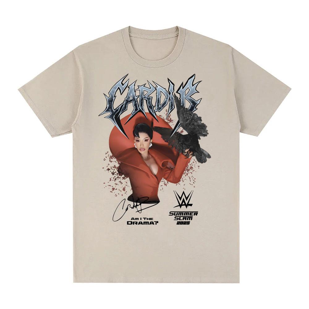 Карди Би С Подписью - Я ДРАМА Футболка Рукав Мода Круглый Вырез Футболка Лето 100% Хлопок Футболка Camiseta Hombre Летние Топы