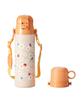 Light 2WAY Kids Bottle Water Bottle 580ml Cold Insulation Strap Cup Direct Drinking Stopper Included Lightweight Cute Children Kids Orange