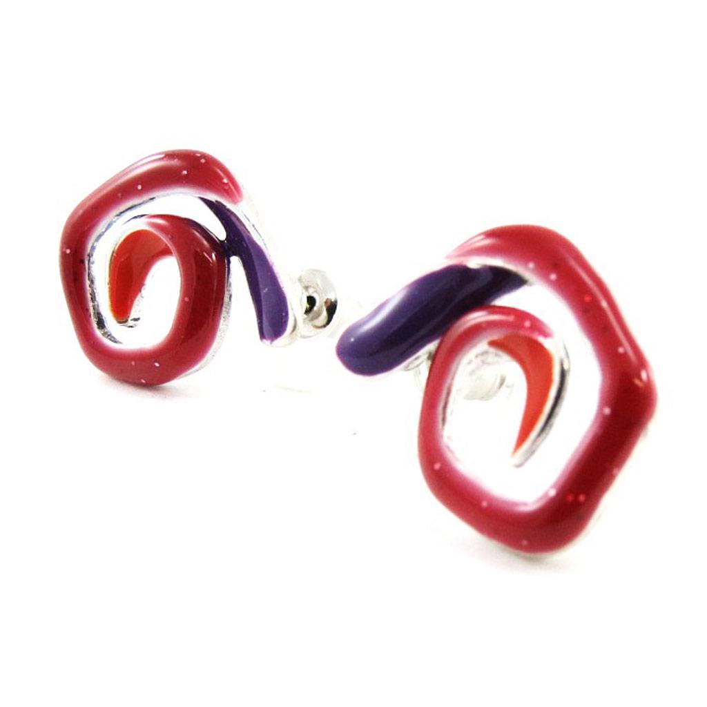 NOA [J1815] - Red Purple 'Snail' Designer Earrings