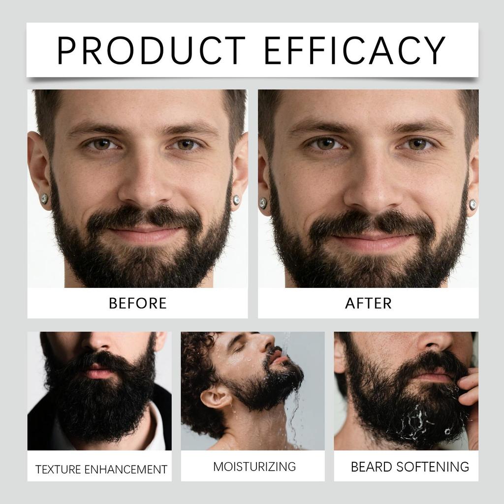 Beard Wash & Care Set: Beard cleansing cream + beard care oil. Provides cleansing and care, long-lasting moisture, prevents dryness and frizz.