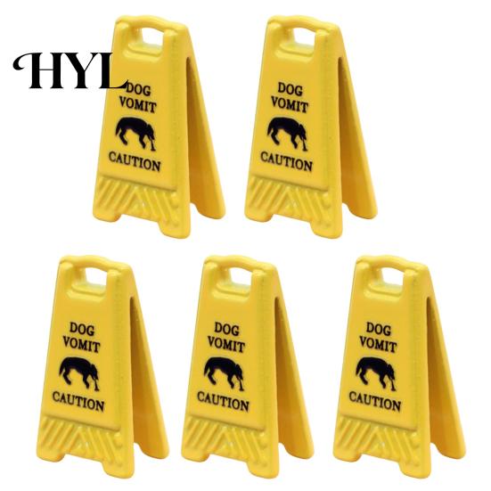 Doll House Floor Signs 5Pcs Mini Caution Wet Sign Single-side Realistic Miniature Dog Cat Vomit Tiny Danger Small Warning Desk Toy Dollhouse