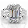 WUIHA Vintage 925 Sterling Silver 3.5 CT Asscher Cut D Color GRA Real Moissanite Split Shank Twisted Solitare Ring Fine Jewelry