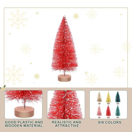 24/45 Pcs Mini Christmas Tree Artificial Mini Pine Trees with Wooden Base Reusable
