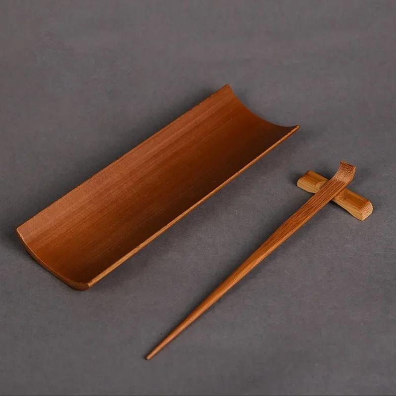 Чайный сервиз из карбонизированного бамбука, изящный зажим для чая, чайная ложка, игла, плоскогубцы, принадлежности для чайной церемонии