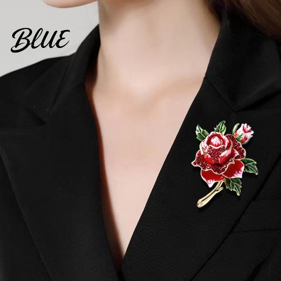 Stylish Flower Pin Red Rose Brooch for Women Girls Enamel