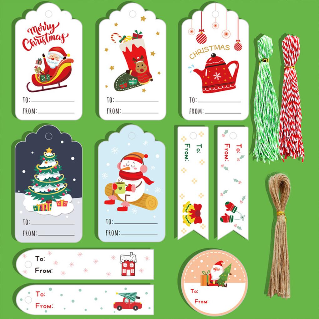 150 шт. рождественских упаковочных пакетов, подвесные бирки с веревками, этикетки из крафт-бумаги, украшения своими руками, аксессуары для упаковки зимних праздников