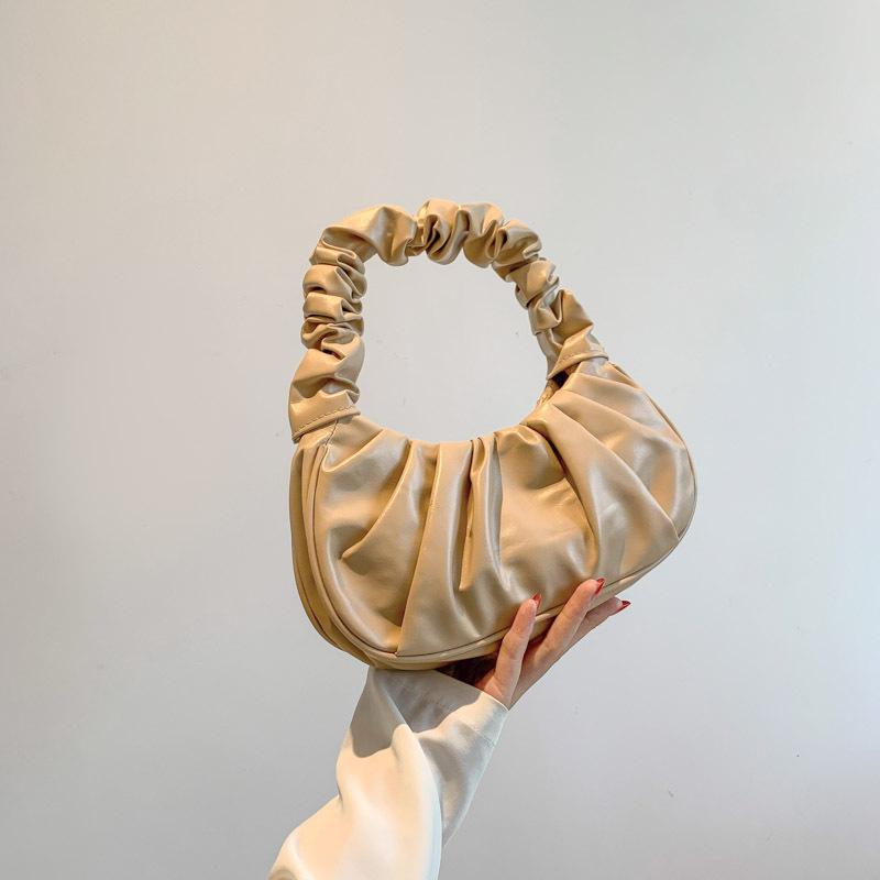 Контрастные цвета Новая модная однотонная плиссированная сумка-облако Милая наплечная сумка Уличный тренд Портативная женская сумка подмышку